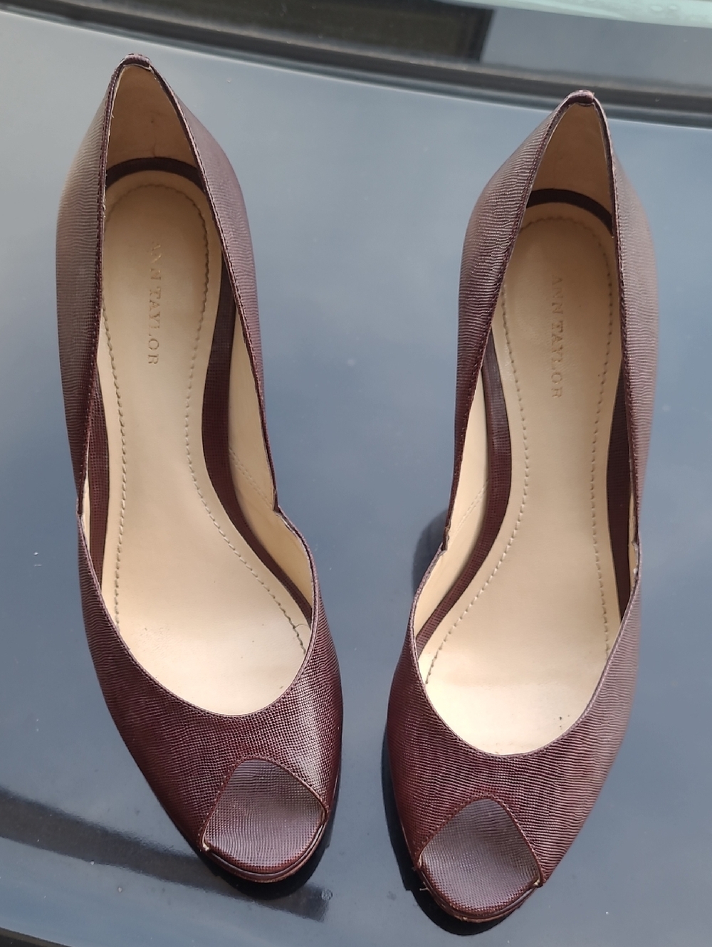 Ann Taylor Heels Burgundy Red Wine Leather Stiletto